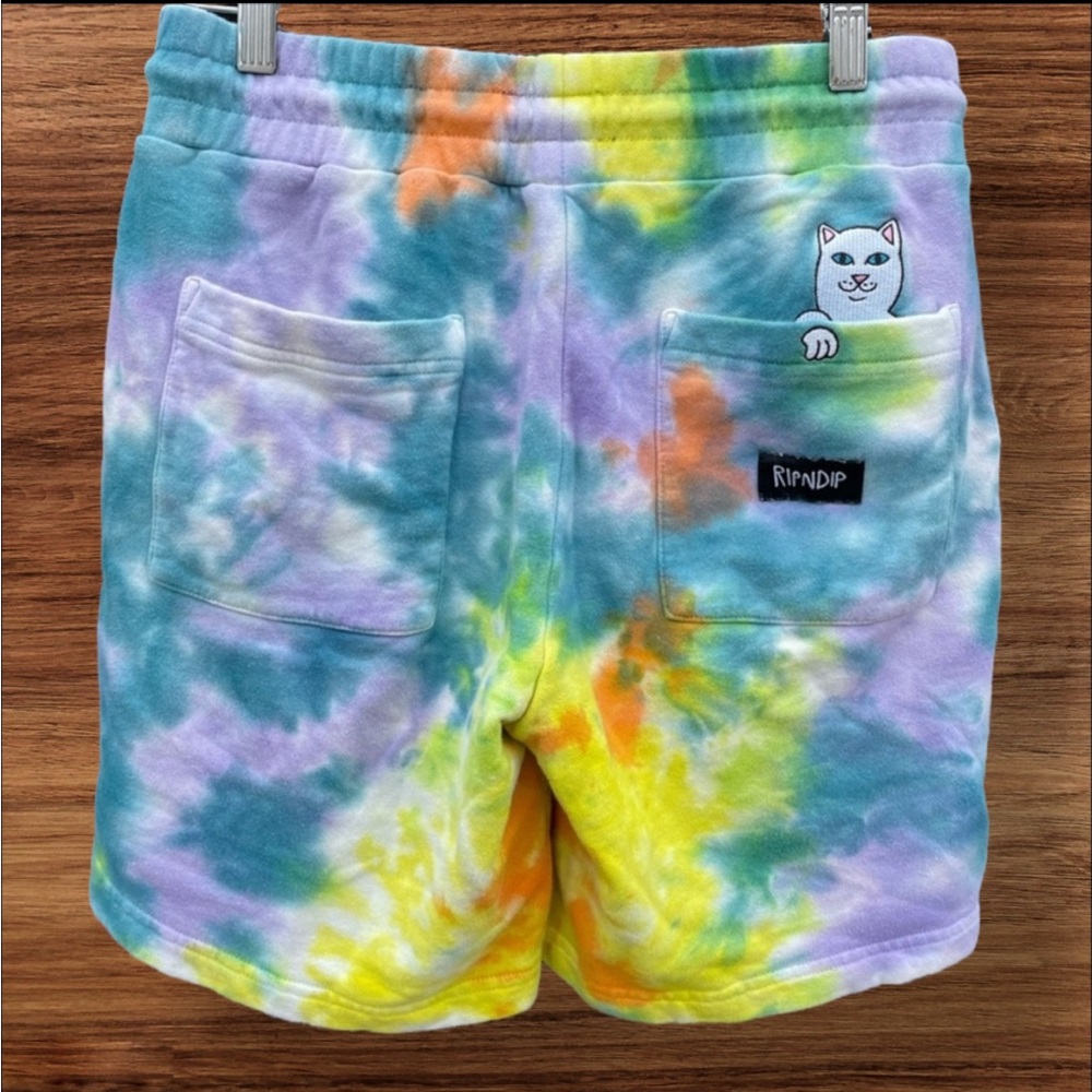 Rip N Dip PRISMA SWEATSHORTS Purple Blue Yellow RAINBOW TIE DYE Shorts Cotton XS